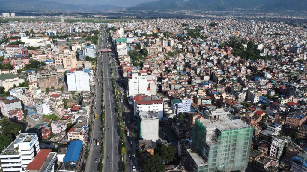 Aerial drone view over Nepal