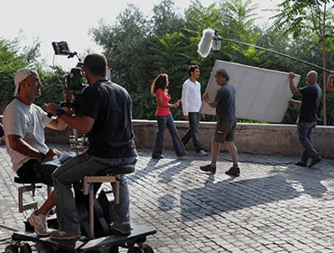 Camera dolly on a location street shoot